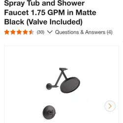 KOHLER Paces Single Handle 3-Spray Tub and Shower Faucet 1.75 GPM in Matte Black (Valve Included)”