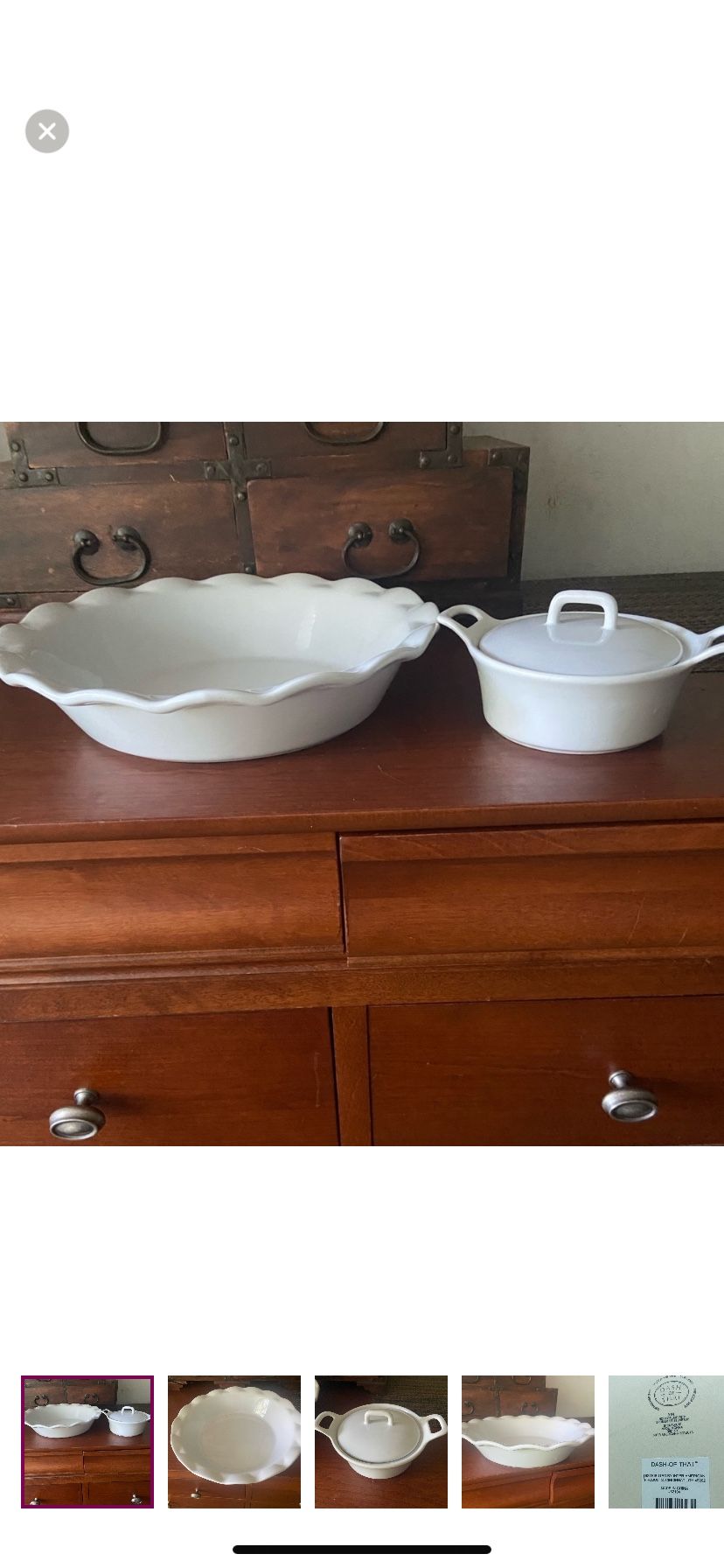 Dash Of That NWT Flutes Pie Pan With Bonus 9” Dish With Lid