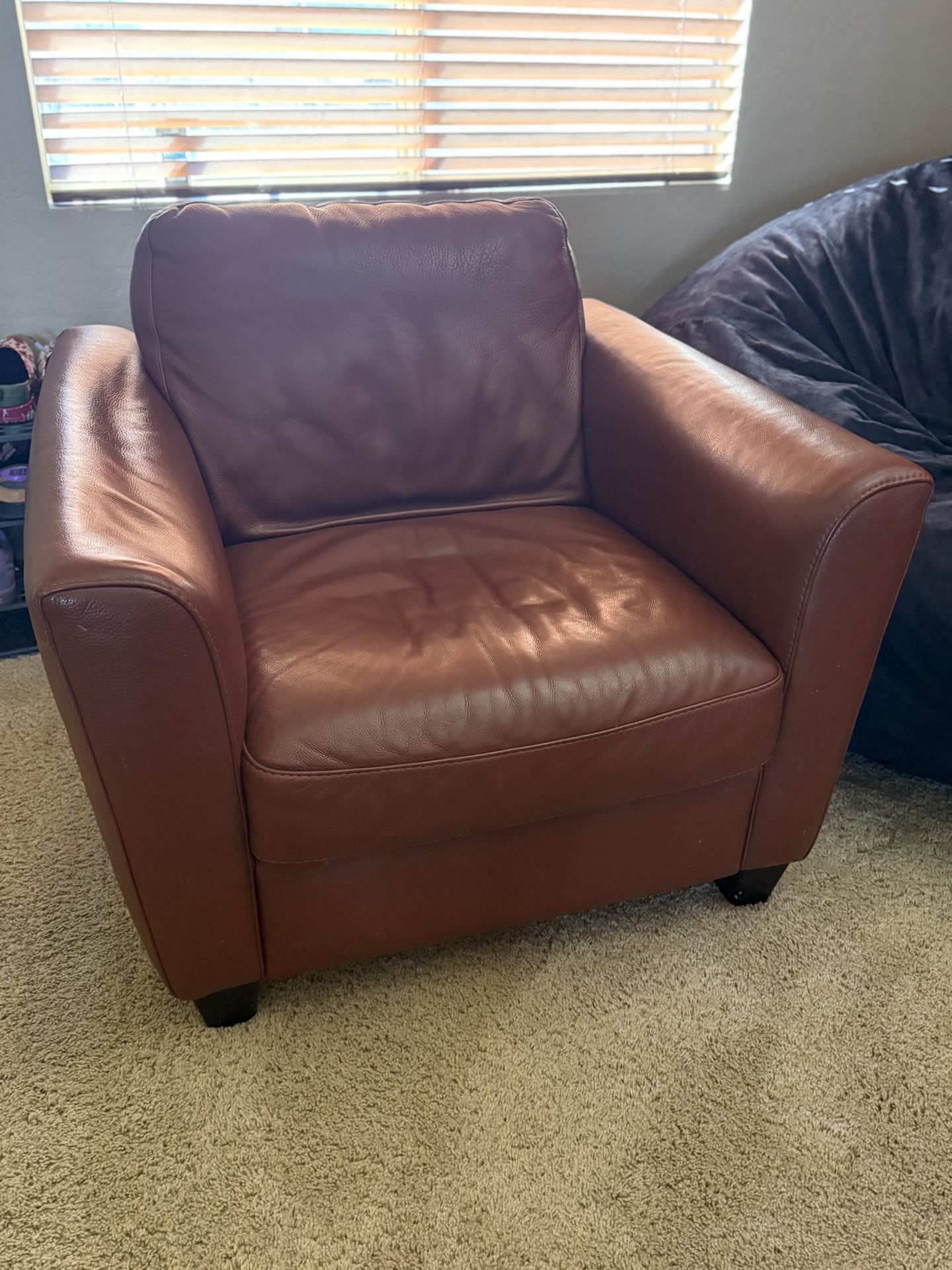 Oversized Red Genuine Leather Chair