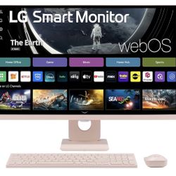 LG - 27" Full HD IPS 60Hz Smart Monitor with Wireless Keyboard and Mouse (HDMI, USB-A) - Pink