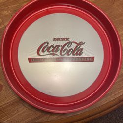 Coca-Cola 13" Metal Heavy Round Serving Tray-Delicious and Refreshing-Excellent 