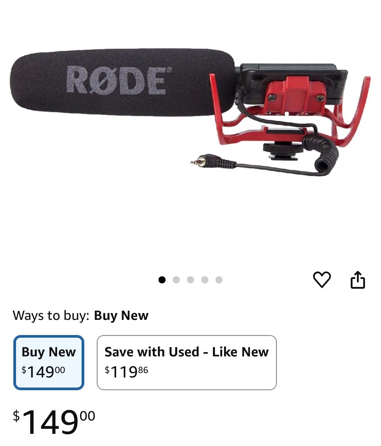 Rode VideoMic Camera-Mount Shotgun Microphone with Rycote Lyre Shock Mounting, Black Rode VideoMic Camera-Mount Shotgun Microphone with Rycote Lyre Sh