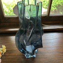 NEW! Pretty Blue Glass Vase
