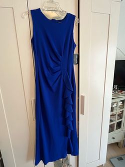 Long blue cocktail dress