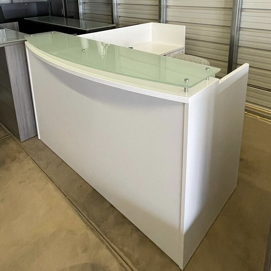 White L Shaped Reception Desk With Pedestal