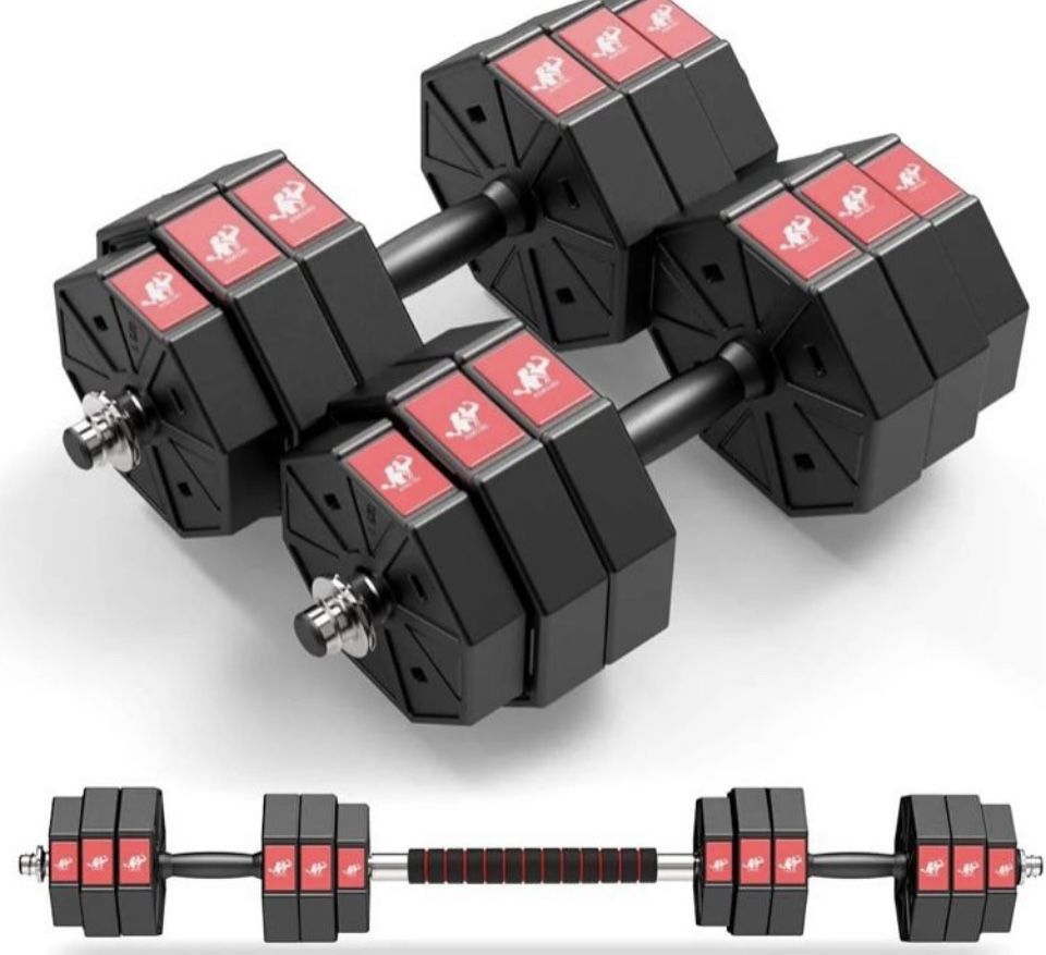 Adjustable Weights Dumbbells Set, 44Lbs 66Lbs 88Lbs 3 in 1 Adjustable Weights Dumbbells Barbell Set, Home Fitness Weight Set Gym Workout Exercise Trai