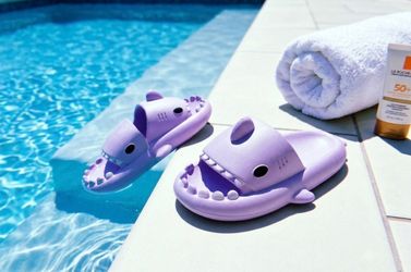 Purple Shark Slide Sandals