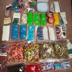 Huge Bundle beads crafts art kids teacher home school plastic