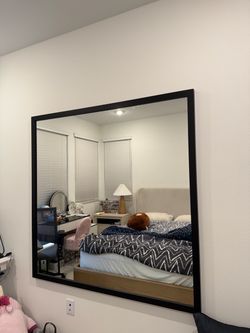 Large Wall Mirror with Black Frame 55x55
