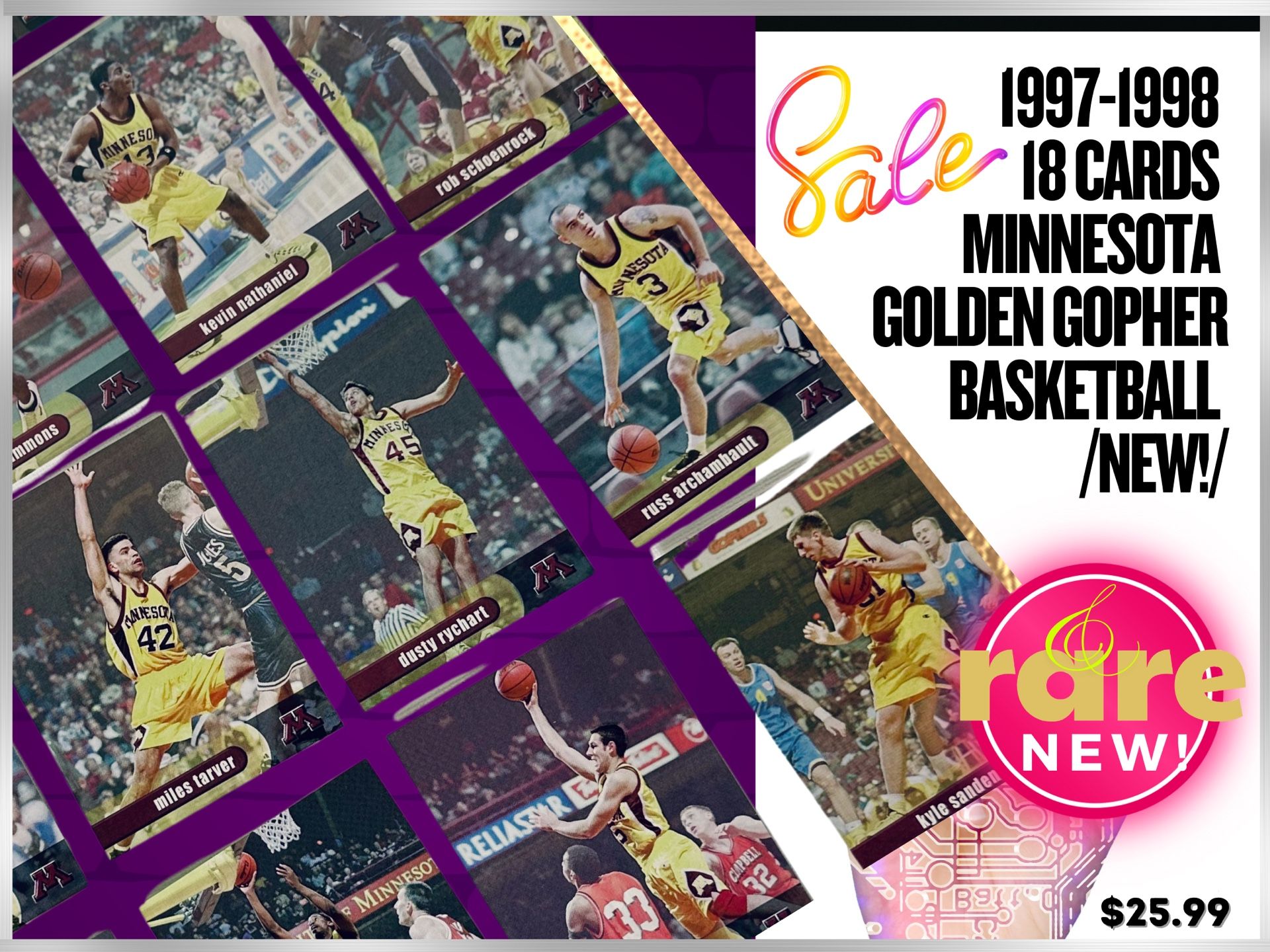 Minnesota Golden Gophers 18 Basketball Cocacola Cards!