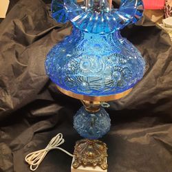 Vintage Fenton Lamp Glass Blue 