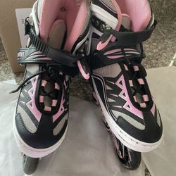 2PM SPORTS GIRLS MEDIUM 4 ADJUSTABLE Sz 13C-3Y INLINE SKATES W/ LIGHT UP ROLLERS