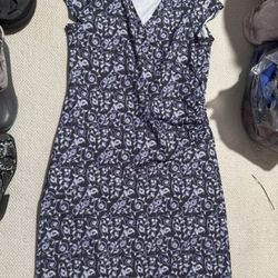 Like New Athleta Women’s large Faux Wrap Dress Small Nectar Purple Floral 