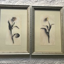 Beautiful Art Flowers Frames Decor great in any room size 12/1/2 by 8/1/2 each