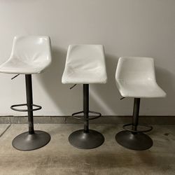 White Adjustable Barstool Chairs Set Of 3