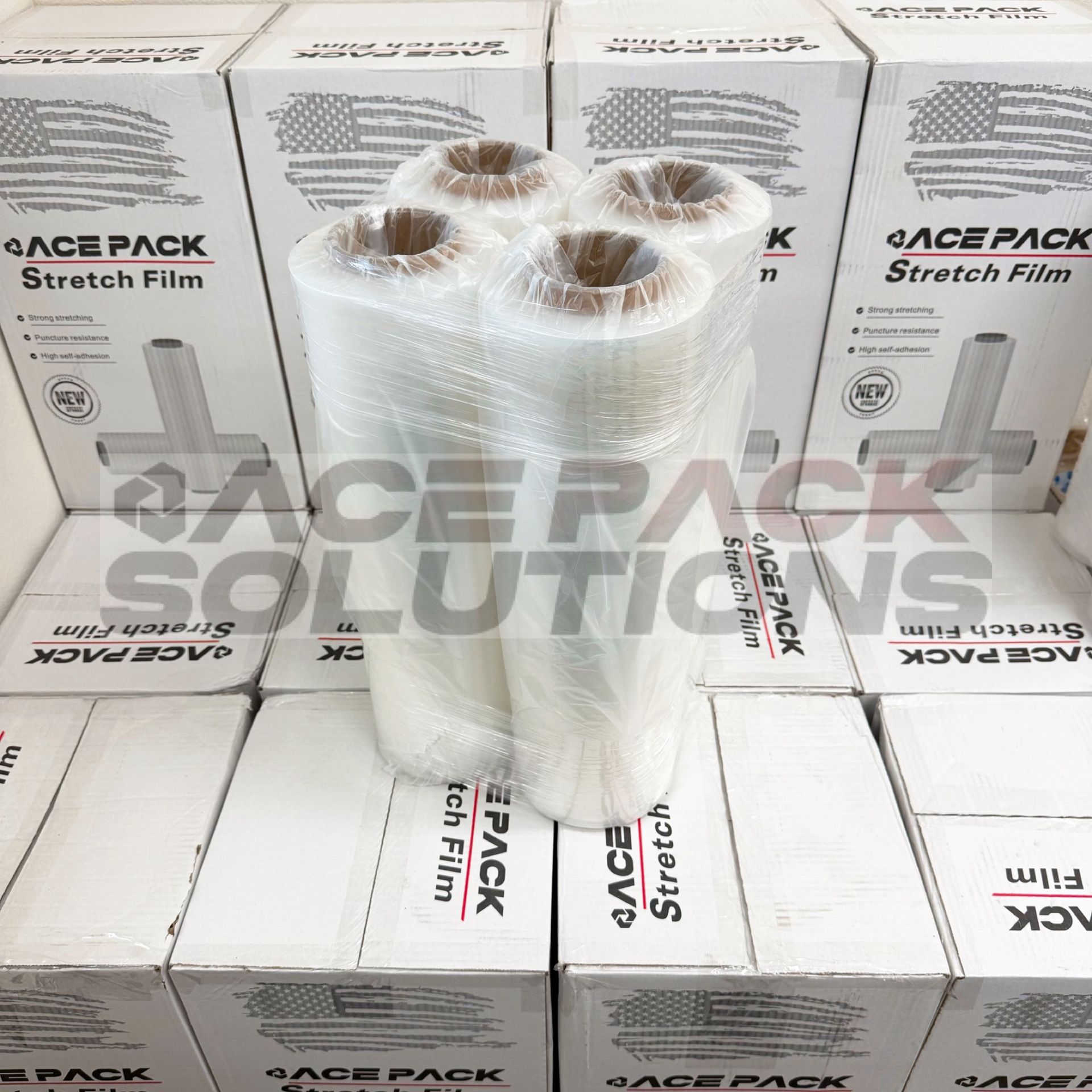 18"x1500ft 80 Gauge Pallet Wrap Stretch Film Hand Shrink Wrap 4 Rolls No Box