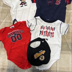 Baby Clothes Patriots, Redsox, Bruins