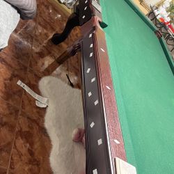 Pool Table With Pool Cues And Stand 