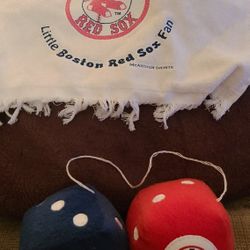 NEW Baseball Boston Red Sox Baby Bib + Car Rear View Mirror Dice
