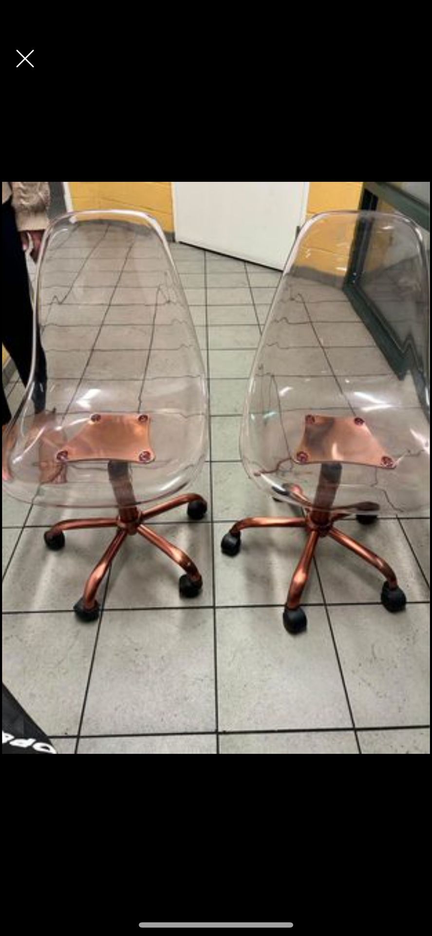Clear Pink Rolling Office Chairs