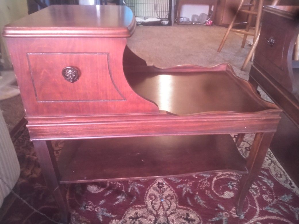 Authentic Vintage Antique Bi-Deck End Table