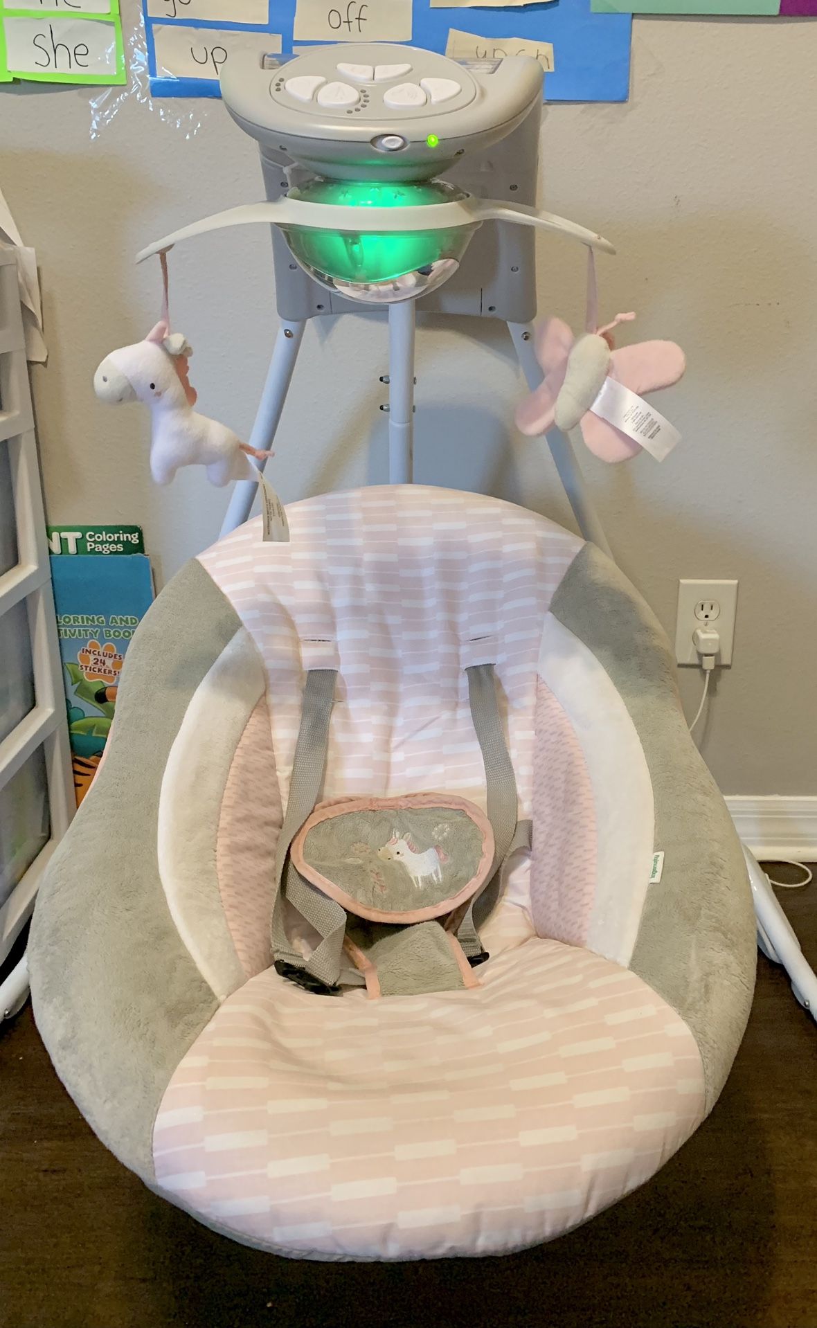 Ingenuity InLighten 6-Speed Foldable Baby Swing with Light Up 