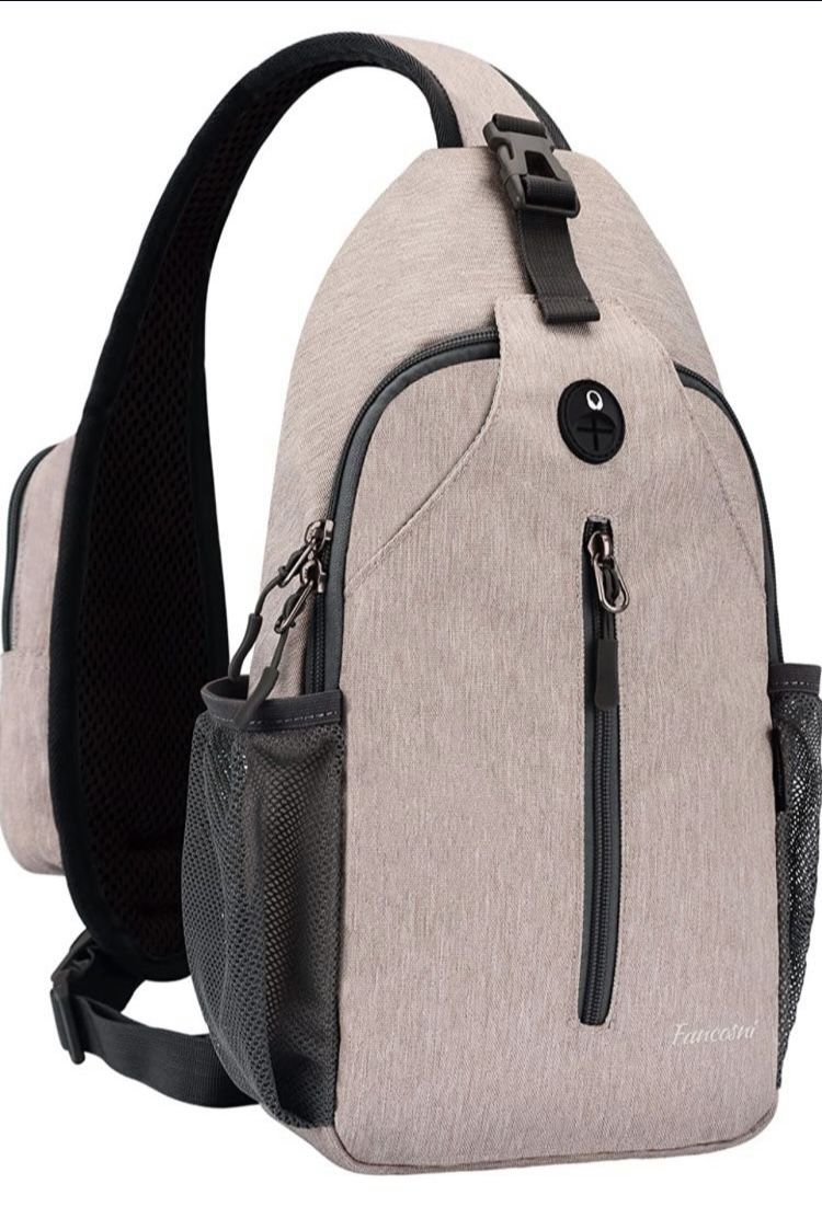 Crossbody Sling Bags for Women Men, Black Sling Backpack, Lightweight Shoulder Bag, Multipurpose Sling Bag 