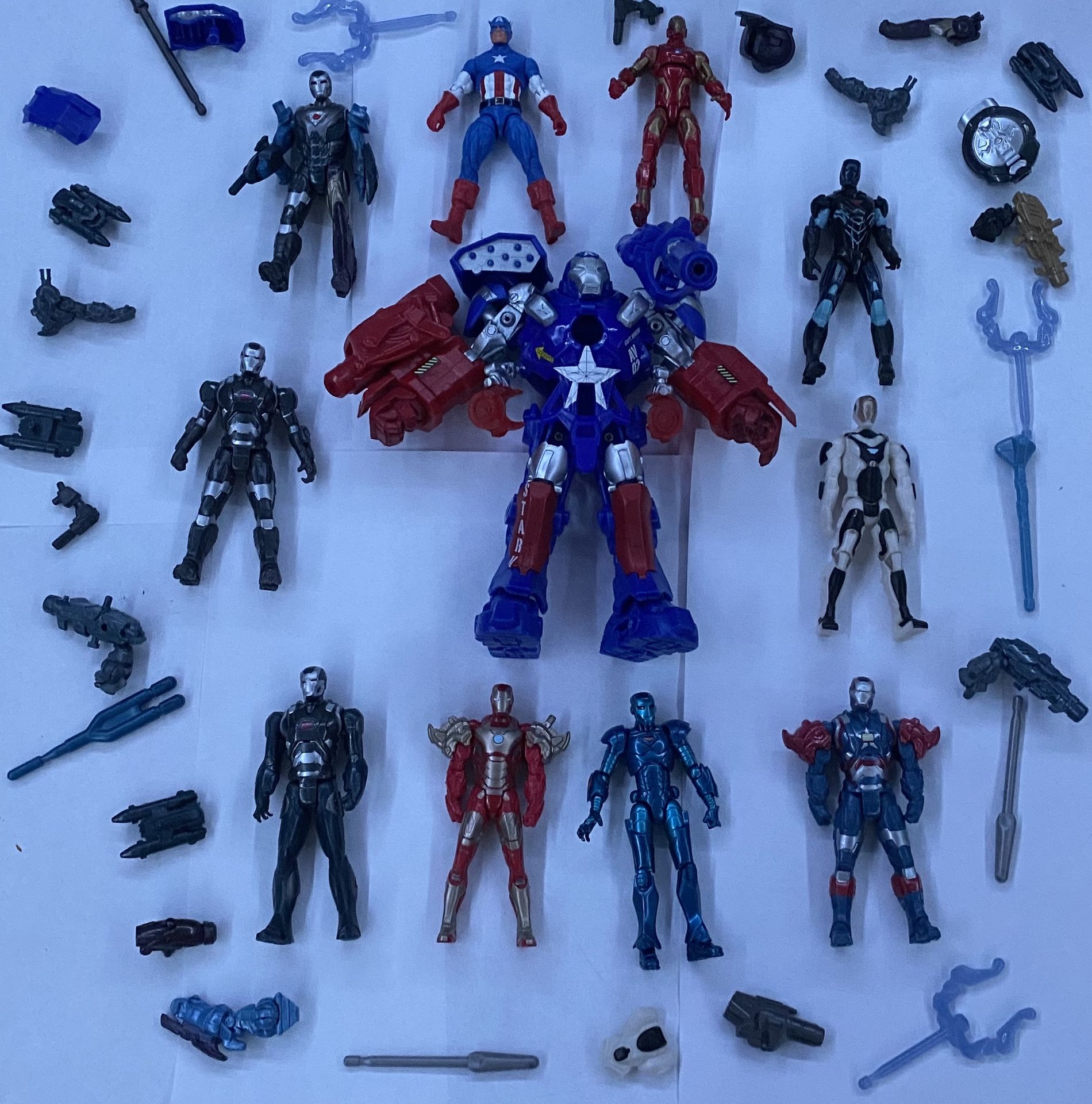 10 Piece Lot Of Ironman , 1 Captain America Ironman Collection 4 Inch Figures