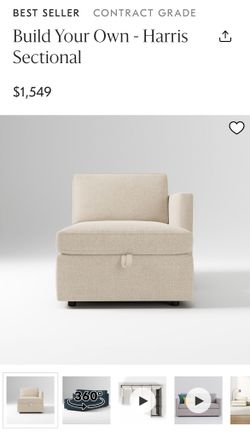 West Elm Harris Storage Chaise Distressed Velvet Sand