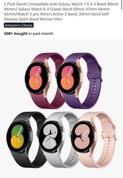 5 Pack Bands Compatible with Galaxy Watch 7 6 5 4 Band 40mm 44mm/ Galaxy Watch 6 4 Classic Band 43mm 47mm 46mm 42mm/Watch 5 pro 45mm,Active 2 Band, 20