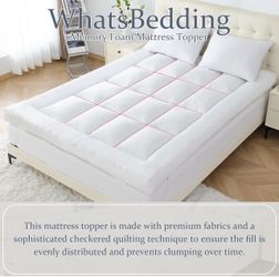 WhatsBedding 5 inch Memory Foam Mattress Topper Queen Size for Back Pain, Soft Breathable Cover, Comfort Supportive Pillow Top Mattress Topper, 2000GS