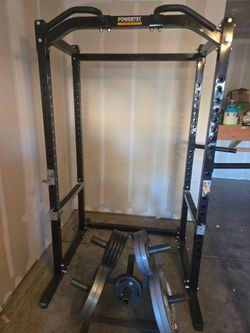 Powertec squat rack & weight plates