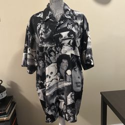 Dragonfly Clothing Company Men’s Button Up Shirt Size XL Led Zeppelin The Beatles Jim Morrison Rock N Roll Tee 