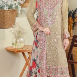 Indian/pakistani Shalwar Kamees With Organza Duppata 