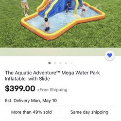 😂🔥🔥 The Aquatic Adventure™ Mega Water Park is the ideal backyard play experience. This inflatable water park features a safe and sturdy water slide
