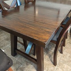 High Dining Table With 4 Chairs and 2 Stool