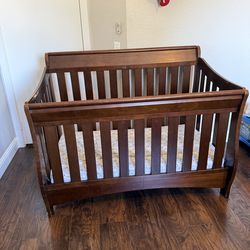 2 in 1 Wood baby crib+bed with mattress