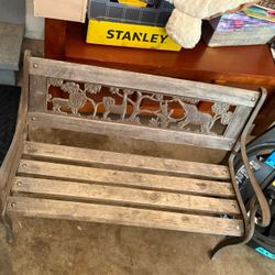 Vintage Children’s Cast Iron Wooden Garden Bench