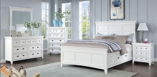 Brand New White 4pc Queen Bedroom Set (Available in Eastern King)