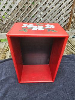 Decorated Rustic Wooden Box or Side Table
