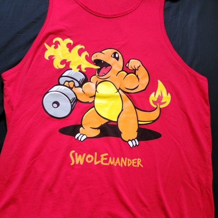 Pokemon Charmander Swolemander Mens Gym Shirt Tank Top for Sale in