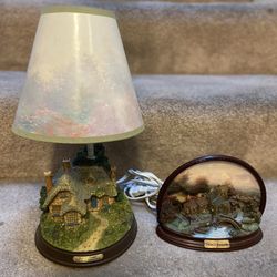 Thomas Kinkade Small Table Lamp and Lighted Plate