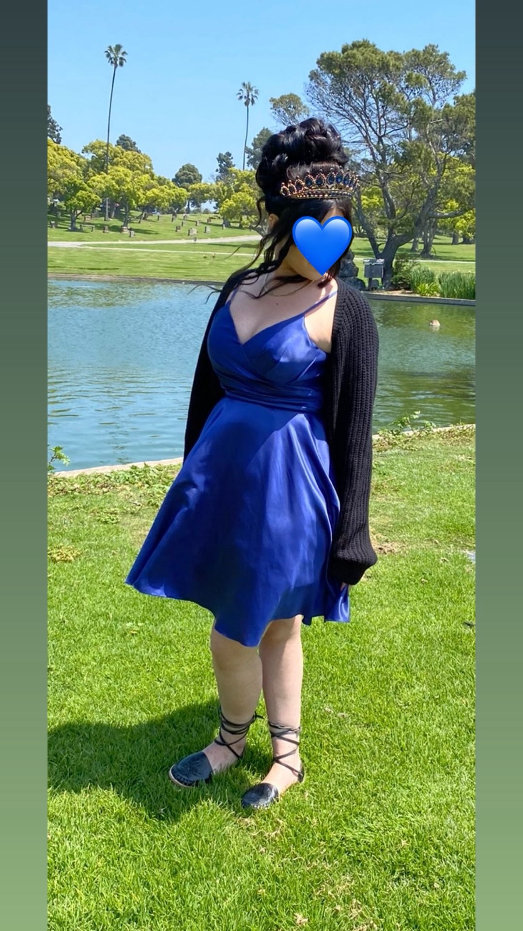 Navy Blue Satin Dress