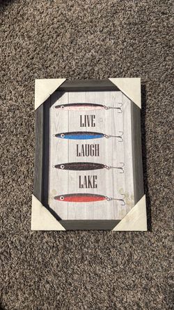 “Live Laugh Lake” framed art/ fishing decor