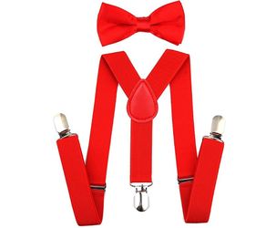 Childrens size bow tie and suspenders sets