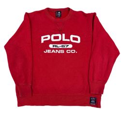 Vintage Polo Jeans Co Ralph Lauren Large Red Sweater