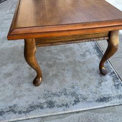 Square Wood Coffee Table - Cabriole Legs