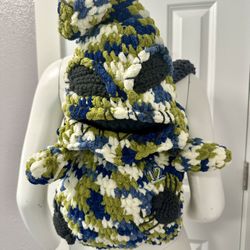 Seahawks x Oogie Boogie themed crochet backpack