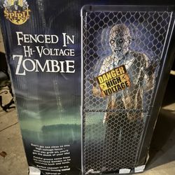 Halloween Fenced In High Voltage Zombie Animatronic