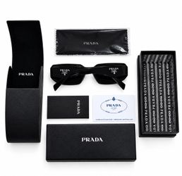 Prada Black Rectangle Sunglasses Full Set